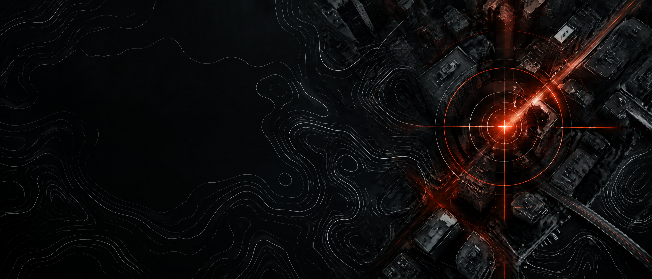 Abstract Tampa cityscape with topographic contour lines and precision targeting graphics
