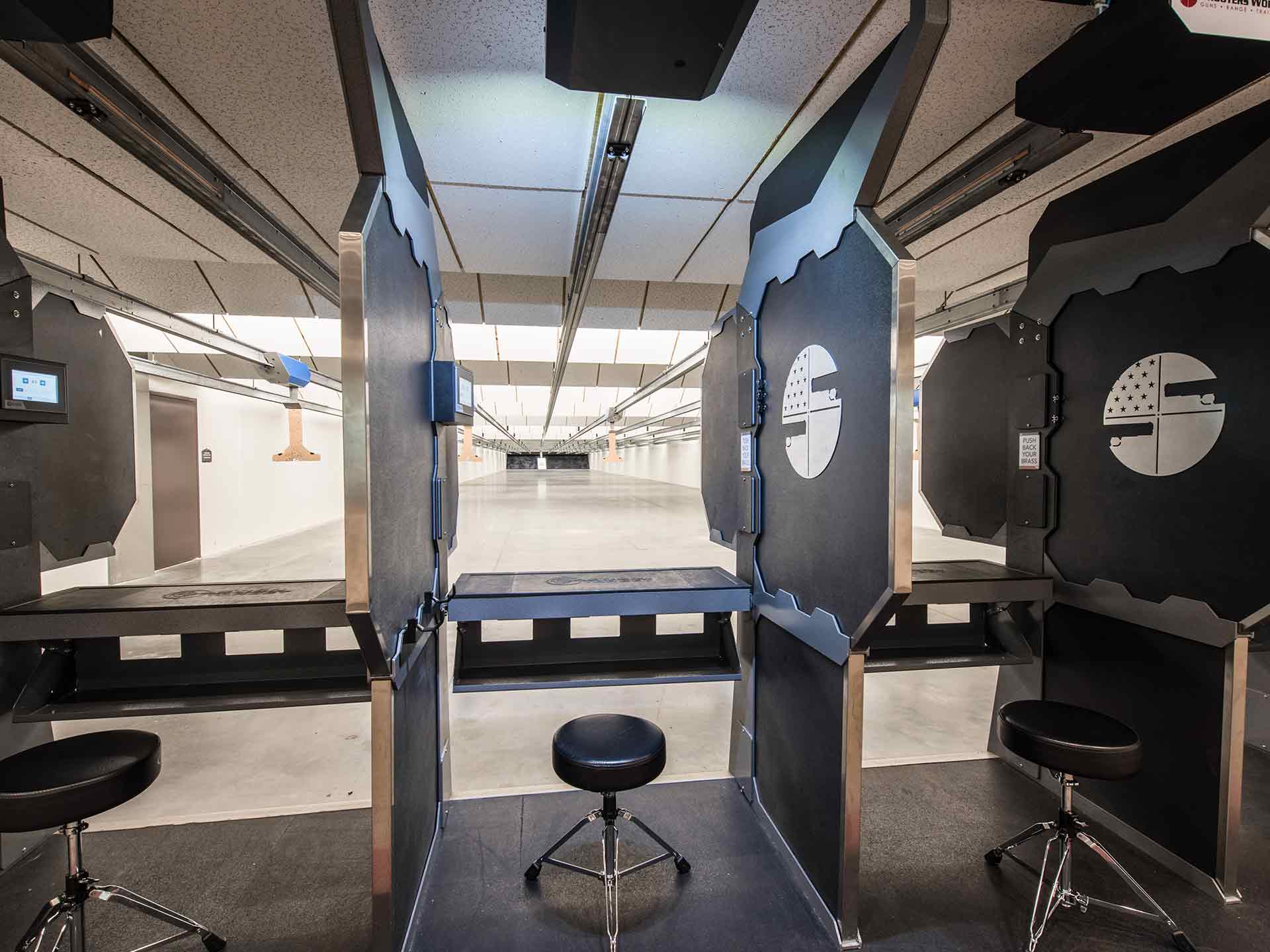 Indoor range lanes at Shooters World